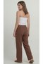 Brown Women's Muslin Trousers – Palazzo Model, Wide Legs, Comfortable and High Waist - 4