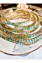 Zircon Stone Waterway 3-Piece Gold Bracelet with Rubber Bands - 2