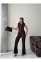 Buttoned Vest, High Waist, Slit-Cut Trousers Set - 6