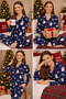 Women's Buttoned High Neck Long Sleeve Patterned Elastic Waist Nightgown Tracksuit Pajama Set - 2