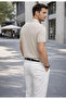 Men's Imported Textured Premium Fabric Basic Beige Polo Collar T-Shirt - 2