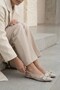 Elba Imported Tulle Bow Buckle Detail Women's Daily Shoes Beige - 3