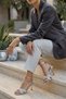 Adeli̇ne Cross-Strap with Glitter Detail Women's Evening Dress Shoes Silver