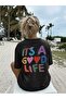 Unisex It's a Good Life Printed Oversize Crew Neck T-Shirt - 2