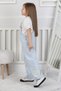 Girl's Denim Salopet Jumpsuit with Adjustable Straps and Heart Embroidery - 2