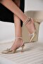 Zurich Premium Gold Stone Heeled Shoes 8 cm - 4