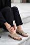 Conni̇e Genuine Leather Front Cross-Band Detail Women's Sandals Mink - 2