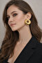 Moderna Series Women's Gold Color Curved Hoop Earrings - Modern Design Earrings with Geometric Forms - 4