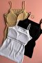 Bratique |   3-Piece Women's Undershirt with String Straps, Black, White and Skin Color Cotton Pads 63E49 - 4