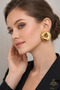 Moderna Series Women's Gold Color Curved Hoop Earrings - Modern Design Earrings with Geometric Forms - 5