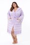 Cotton Lilac Colored Plus Size Hooded Peshtamal Bathrobe, Dressing Gown and Beach Dress (Mega Size) - 5