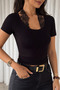 Lace Women's Blouse – Flexible Fabric, Stylish and Casual Use, Black - 3