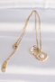 Stylish 316L Steel Chain Gold Color Zircon Stone Pearl Detail Oyster Necklace Teachers Mothers Lover - 3