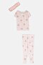Toddlers Girl 2 Pieces Allover Print Top And Bottom Set With Headband, Light Pink - 3
