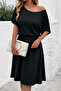 Women's Off-The-Shoulder Short Sleeve Kilos Midi Length Viscose Dress