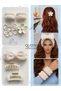 Luxury Velvet Towel Bow Makeup Bandana Wristband Rubber Band Flower Buckle Combination Set White - 2