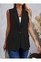 Women's Sleeveless Blazer Collar Single Button Atlas Jacket - 2