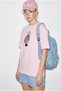 Women's Pink Dog Embroidered Stone Embroidered Relaxed Fit 100% Cotton T-Shirt 1077 60286067 - 2