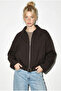 Women's Bitter Brown Oversize Belt Detailed Zippered Lined Bomber Jacket 2911 60286013 - 4