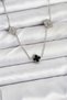 Stylish 316L Steel Chain Silver Color with Black and Zircon Stone Baby Boy Clover Women's Necklace for Teachers Mother