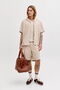 Beige Textured Knee-Length Shorts - 2
