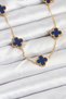 Stylish 316L Steel Chain Gold Color Navy Blue Clover Women's Necklace Teachers Mothers Valentine's Day Gift