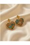 Green Galaxy Heart Polymer Clay Handmade Design Earrings (Stainless Steel Hardware)