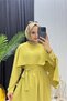 Women's Oil Green Cape with Waist Tie Detail, Hijab Dress Nms088 - 2