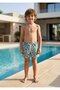 Boy's Printed Khaki Swim Shorts-26962