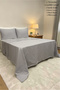 Silva Striped 100% Cotton Satin King Size Duvet Cover Set with Elastic Fitted Sheet Hotel Luxury - 3