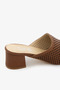 Tan Genuine Leather Perforated Women's Heeled Slippers - 8