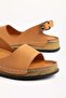 Genuine Leather Orthopedic Women's Flat Heel Sandals Tan Side Symmetrical Cut - 2