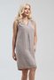 Women's Beige V-Neck Sleeveless Modal Fabric Dress with Pockets - 4