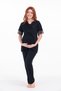 New Season Black Braided Jacquard Lace Design Cotton Maternity Pajama Set 3-Piece Pajama Set - 6