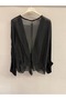 Women's Anthracite Italian Tie-Front Bat Sleeve Silk Bolero Blouse Size 38 - 42 - 5
