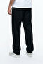 Men's Black Baggy Cut Elastic Waist Wide Leg Pique Fabric Comfortable Fit Trousers - 4