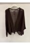 Women's Brown Italian Tie-Front Bat Sleeve Silk Bolero Blouse Size 38 - 42 - 6