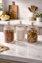 Set of 3 Borosilicate Glass Optical Striped Crystal Jars with Gold Lids 800 ml - 2