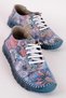 Fuchsia Women's Genuine Leather Rubber Laced Colorful Floral Patterned Casual Shoes B4519 - 2