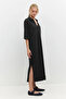 Polo Collar Half Sleeve Relaxed Fit Midi Dress - 2