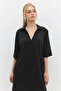 Polo Collar Half Sleeve Relaxed Fit Midi Dress - 4