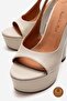 Genuine Leather Beige Open Back Platform Heeled Handmade Women's Shoes Sonia - 3