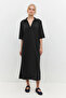 Polo Collar Half Sleeve Relaxed Fit Midi Dress