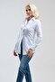 Women's White Large Metallic 2-Button Cuff Slim Fit Cotton Lycra Shirt - 3