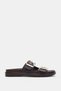 Virel Adjustable Double Gold Buckle Detailed Women's Slippers - Brown - 2