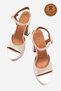 Genuine Leather Ecru Skin Ankle Strap Open Platform Heeled Handmade Women's Shoes Talia - 5