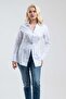 Women's White Large Metallic 2-Button Cuff Slim Fit Cotton Lycra Shirt - 2