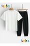 Elyazili King Printed T-Shirt and Sweatpants (Sweatpants with Pockets) Children's Top and Bottom Set - 2
