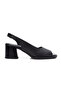 Women's Genuine Leather Mid-Heel Sandals 6358 Black - 2