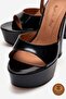 Genuine Leather Black Patent Leather Ankle Strap Open Platform Heeled Handmade Women's Shoes Talia - 3